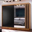 Ver imagem 1 de Guarda-roupa Casal Seul 100% Mdf 2 Portas 4 Gavetas com Espelho Freijo/nero - Mx Móveis
