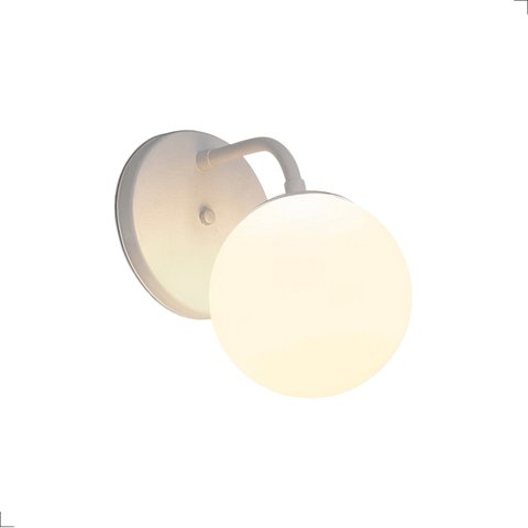 Luminária de Parede Arandela Drop Branca C/ Globo de Vidro Leitoso Jabuticaba 1xg9