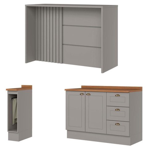 Bancada e Balcao Gourmet 146cm Ce817 Americana Cinza Nature Henn Cinza Nature