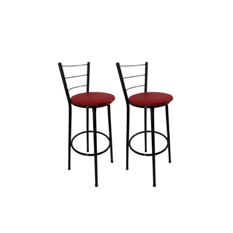 Kit 2 Banqueta Alta Preta Cozinha Gourmet Americana Balcão:vermelho