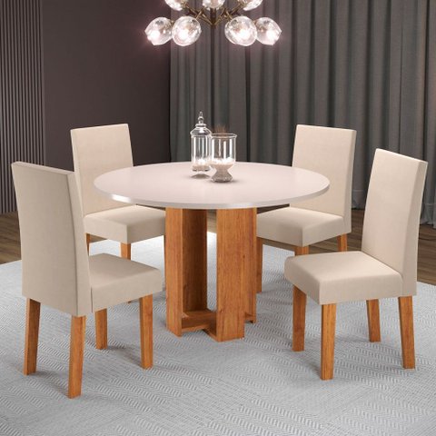 Mesa de Jantar 4 Lugares Rayane Mel/blonde/nude 27067 - Pnr Móveis