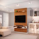 Ver imagem 3 de Painel Ripado com Bancada Suspensa para Tv até 60 Polegadas 1430x2400 Trento Freijó/off White - Dj M