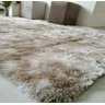 Passadeira Aparador Tapete Sala e Quarto Felpudo Shaggy Luxo Bege Mesclado - 4
