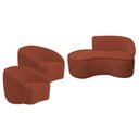 Ver imagem 2 de Kit Divã Recamier Orgânico Marrocos 150cm Lado Esquerdo e 2 Poltronas Amore Bouclé Terracota