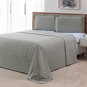 Kit Colcha Ultrassonica Casal 3 Peças Basics Cinza Claro
