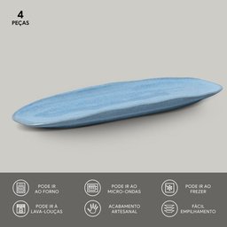 CONJUNTO C/ 4 TRAVESSAS OVAL RASA GRANDE ORGÂNICO BREEZE 36x13 CM - 3