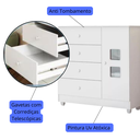 Ver imagem 5 de Cômoda Funcional Quarto Bebê Organização 4 Gavetas Branca:branco