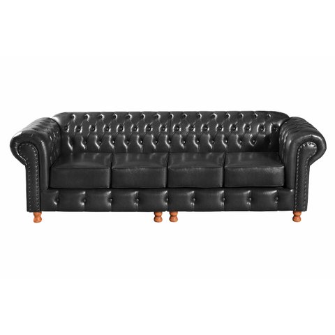 Sofá Chesterfield Luís Xv 4 Lugares Bipartido - Couríssimo Preto