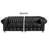 Sofá Chesterfield Luís Xv 4 Lugares Bipartido - Couríssimo Preto - 2