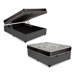 Cama Box Baú Casal Green Cinza + Colchão Espuma D33 138x188x10 - 1