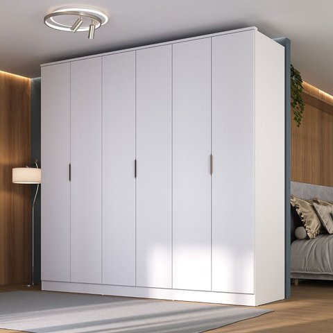 Guarda Roupa Ravi em Mdf 240x232,2cm 6 Portas 4 Gavetas Branco 1109