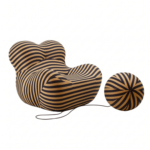 Poltrona Decorativa com Puff Design Orgânico Premium