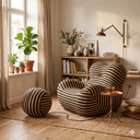 Ver imagem 5 de Poltrona Decorativa com Puff Design Orgânico Premium