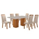 Ver imagem 1 de Mesa de Jantar Eloise 180cm Tampo MDF Vidro Canto Copo com 6 Cadeiras Lorena Moderna Mobília