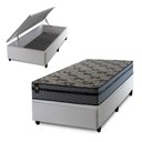 Ver imagem 2 de Conjunto Box Baú Solteirão Montreal Branco 96x203x71 c/ Molas Ensacadas