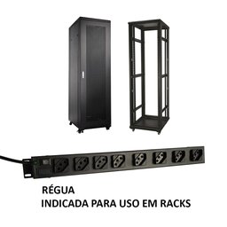 Régua 8 Tomadas Rack 19 polegada cabo 3 metros - 110v /220v 2200 Watts - 2