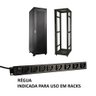 Régua 8 Tomadas Rack 19 polegada cabo 3 metros - 110v /220v 2200 Watts - 2