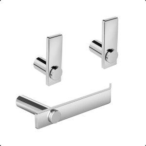 Kit Acessórios para Banheiro 3 Peças Completo Suporte Grego Metal Alto Brilho Modelo Patmos