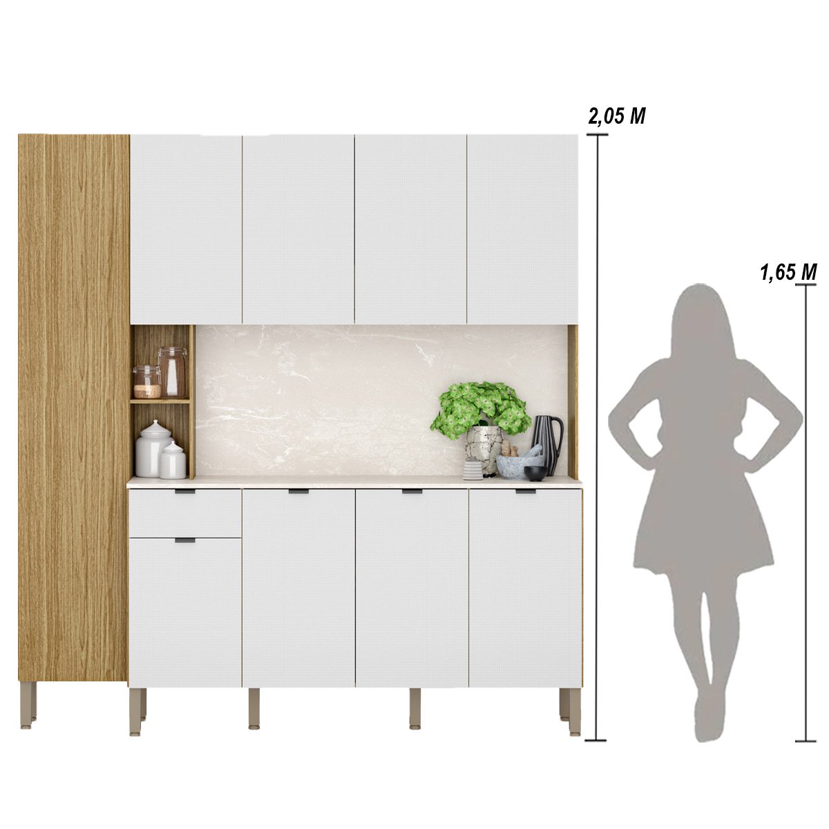 Armário de Cozinha Compacta 9 Portas 1 Gaveta Pulse - Freijó/artico/riscatto Freijó - 4