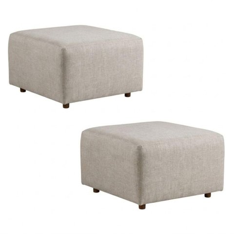 Kit 2 Puff Modular Block 74x74 cm Pes Madeira Linho Tcs 701 Moll