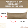 Almofada Suede Aveludada Encosto Lombar Sofá Retrátil Travesseiro Xuxão Cama Poltrona C/ Zíper 35x75 - 2