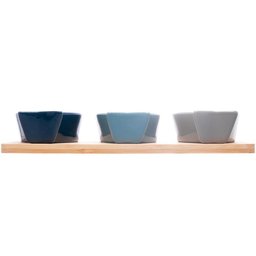 3 Petisqueiras com Bandeja de Bambu 25x12x4,5cm - Lyor - 2