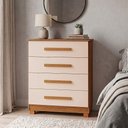 Ver imagem 1 de Cômoda Suíça 4 Gavetas MDF-MDP com Puxador Plástico Off White e Nature Infantile Móveis