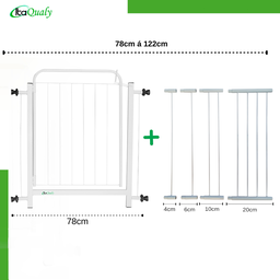 Portão Grade para Cachorro Pet Bebê Porta de 78cm a 122cm:branco - 3