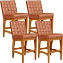 Ver imagem 2 de Kit 04 Banquetas Baixa Cozinha Bancada Bar Sala Jantar Fixa Mila L02 Couríssimo Camel - Lyam Decor
