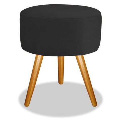 Puf, Puff Para Sala Pé Palito Preto Black 50 Cm Altura