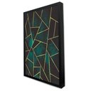Ver imagem 1 de Quadro Decorativo Caixa Alta com Vidro Geométrico Mosaico Verde TaColado Moldura Preta 120 x 80cm