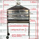 Ver imagem 2 de Churrasqueira Portátil Para Espetinho Inox Com Coifa Chapéu e Rodinhas 1 Metro X 27 Com 2 Grelhas - 