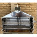 Ver imagem 6 de Churrasqueira Portátil Para Espetinho Inox Com Coifa Chapéu e Rodinhas 1 Metro X 27 Com 2 Grelhas - 