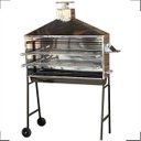 Ver imagem 3 de Churrasqueira Portátil Para Espetinho Inox Com Coifa Chapéu e Rodinhas 1 Metro X 27 Com 2 Grelhas - 
