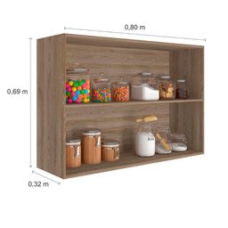 Armário Aéreo Ferrara 2 Portas 80cm Prateleira Interna Fixa Poliman Móveis - 3