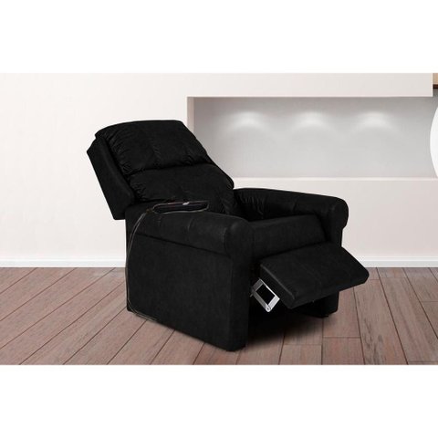Poltrona Reclinável C/ Massagem P/ Sala Mh 1216 Two Way Courano Preto - Herval