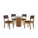 Ver imagem 2 de Sala de Jantar 4 Lugares Mesa Jolie 100cm Tampo Redondo de Vidro e 4 Cadeiras Estofadas Copper Soft