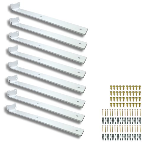 8 Suportes Mão Francesa 40cm Design Moderno de Parede para Prateleira Aço Reforçado Branco