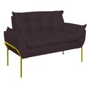 Ver imagem 4 de Poltrona Sofá Luxo Base Metal Dourado Recepção Escritório Cor:cinza