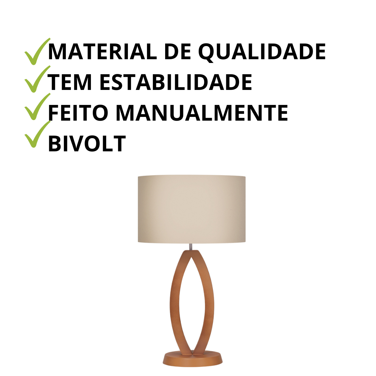 Abajur Mônaco Madeira Mdf para Sala Iluminação Aconchegante - 2