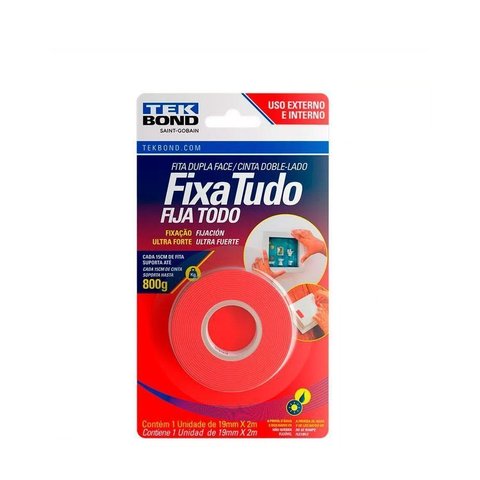 Caixa 12 Fita Dupla Face Fixa Tudo Uso Externo 19mm x 2m