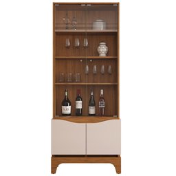 Cristaleira para Sala de Jantar Bar Adega 2 Portas Clarice D05 Freijó Off White - Lyam Decor - 1