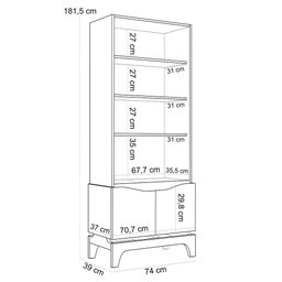 Cristaleira para Sala de Jantar Bar Adega 2 Portas Clarice D05 Freijó Off White - Lyam Decor - 5