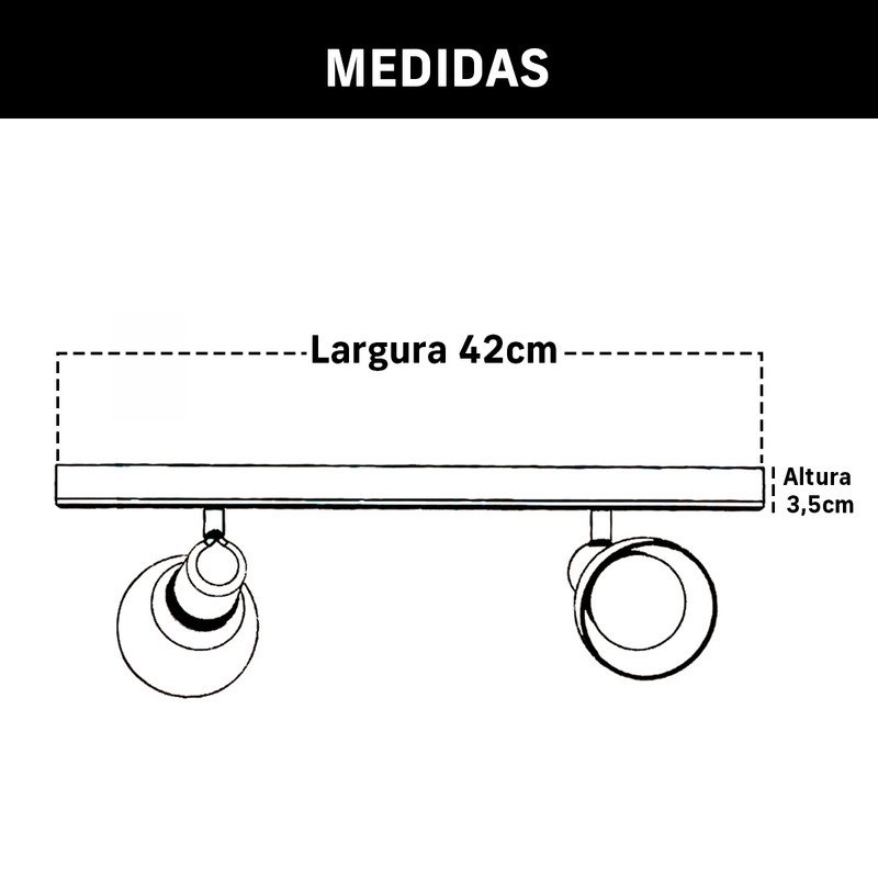 Kit 2 Luminária Trilho Spot Duplo 2 Lâmpadas E-27 Cor:branco - 8