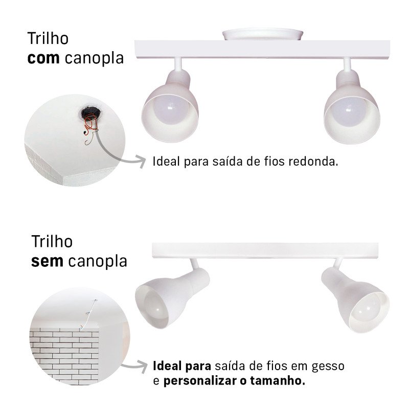 Kit 2 Luminária Trilho Spot Duplo 2 Lâmpadas E-27 Cor:branco - 2