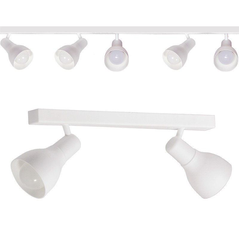 Kit 2 Luminária Trilho Spot Duplo 2 Lâmpadas E-27 Cor:branco