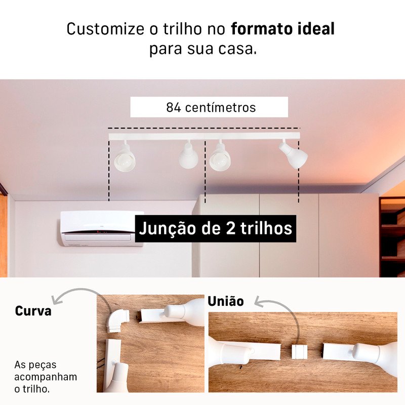 Kit 2 Luminária Trilho Spot Duplo 2 Lâmpadas E-27 Cor:branco - 5