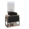 Kit Gabinete Banheiro Completo Industrial Tech 60cm Madeirado/preto- Cuba Preta - 3