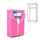 Ver imagem 1 de Guarda Roupa Portátil Rosa Cabideiro Armário Dobrável