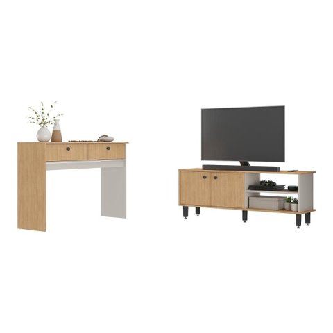 Kit Rack p/TV até 50 Polegadas c/Aparador Buffet Multimóveis CR45361 Carvalho Nature/Arenas
